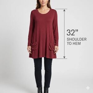 LOGO Lori Goldstein Top Womens XL Split Back Pocket Tunic minimalist lagenlook